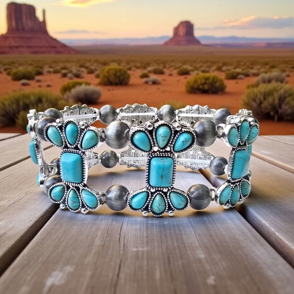 Blue Howlite ✦ Cat’s Eye Stretch Bracelet ✦ 40ctw Energy Shield ✦ One Size NWT - Picture 1 of 11